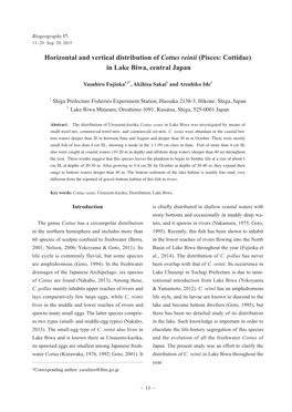 Horizontal and Vertical Distribution of Cottus Reinii (Pisces: Cottidae) in Lake Biwa, Central Japan