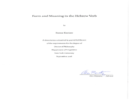 Form and Meaning in the Hebrew Verb