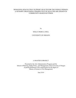 A Sensory Processing Perspective of Healthcare Design in Community-Based Settings