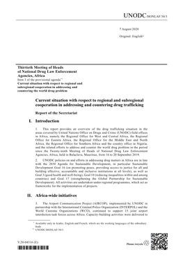 Current Situation with Respect to Regional and Subregional Cooperation in Addressing and Countering the World Drug Problem