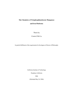 The Chemistry of Tris(Phosphino)Borate Supported