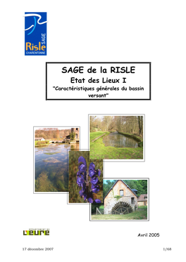 SAGE De La RISLE Etat Des Lieux I "Caractéristiques Générales Du Bassin Versant"