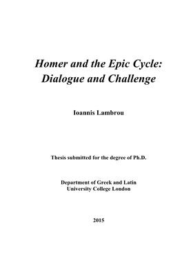 Homer and the Epic Cycle: Dialogue and Challenge