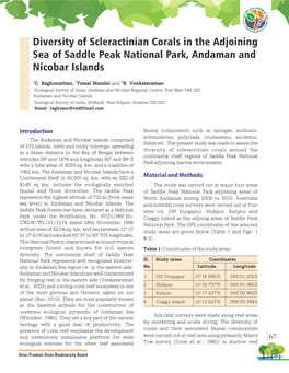 Diversity of Scleractinian Corals in the Adjoining Sea of Saddle Peak National Park, Andaman and Nicobar Islands