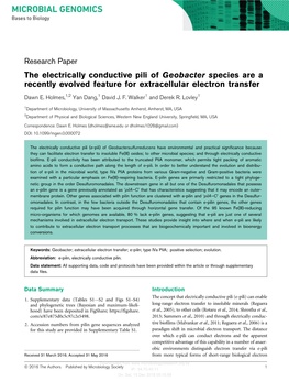 The Electrically Conductive Pili of Geobacter Species Are a Recently Evolved Feature for Extracellular Electron Transfer