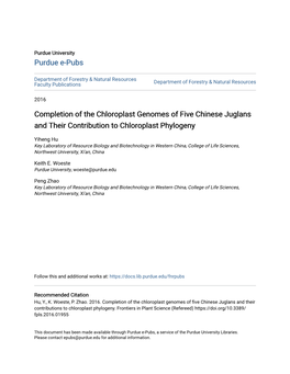Completion of the Chloroplast Genomes of Five Chinese Juglans and Their Contribution to Chloroplast Phylogeny