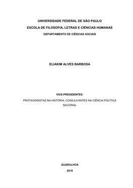 Universidade Federal De São Paulo Escola De Filosofia, Letras E Ciências Humanas Eliakim Alves Barbosa