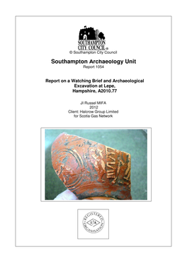 Southampton Archaeology Unit Report 1054