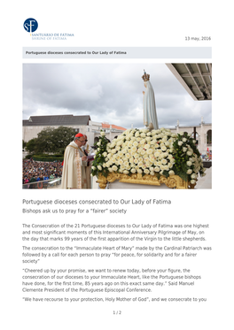 Portuguese Dioceses Consecrated to Our Lady of Fatima