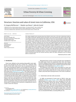 Structure, Function and Value of Street Trees in California, USA. Urban Forestry