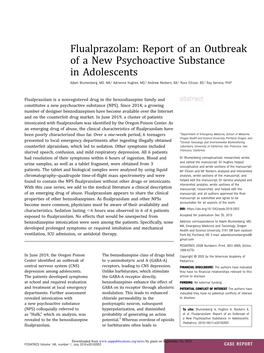 Flualprazolam: Report of an Outbreak of a New Psychoactive Substance