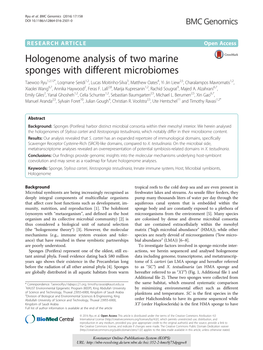 Hologenome Analysis of Two Marine Sponges with Different Microbiomes