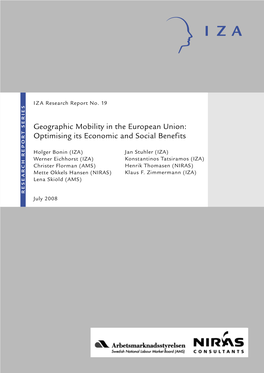 Geographic Mobility in the European Union: Optimising Its Social and Economic Benefits