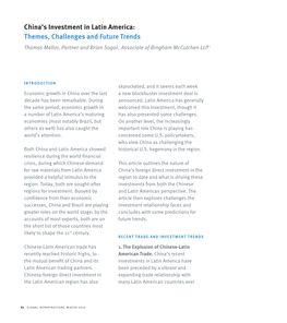 China's Investment in Latin America