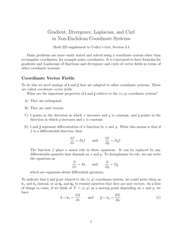 Gradient, Divergence, Laplacian, and Curl in Non-Euclidean Coordinate Systems