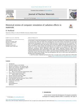 Historical Review of Computer Simulation of Radiation Effects in Materials