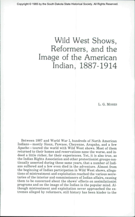 Wild West Shows, Reformers, and the Image of the American Indian, 1887-1914