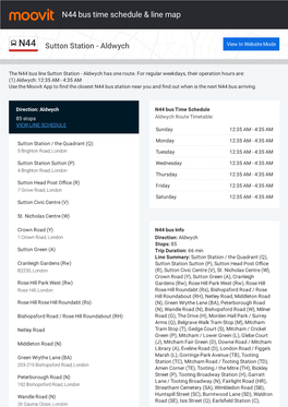 N44 Bus Time Schedule & Line Route