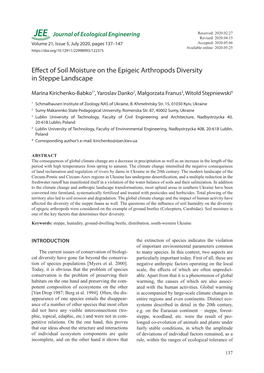 Effect of Soil Moisture on the Epigeic Arthropods Diversity in Steppe Landscape
