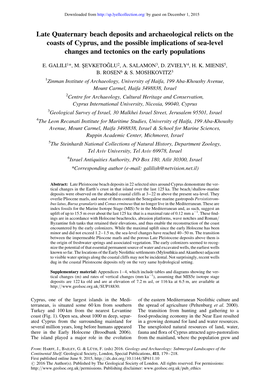 Late Quaternary Beach Deposits and Archaeological Relicts on the Coasts