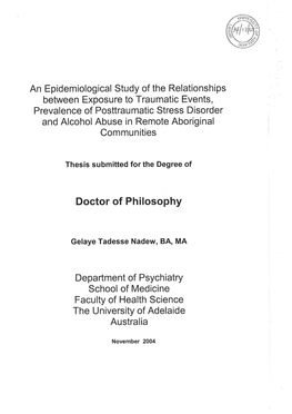 An Epidemiological Study of the Relationships Between Exposure to Traumatic Events, Prevalence of Posttraumatic Stress Disorder