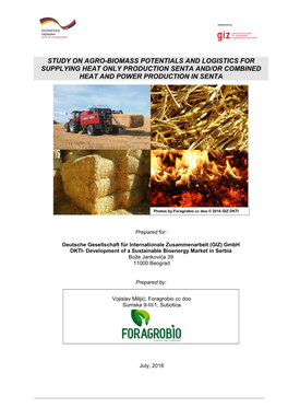 Study on Agro-Biomass Potentials and Logistics for Supplying Heat Only Production Senta And/Or Combined Heat and Power Production in Senta