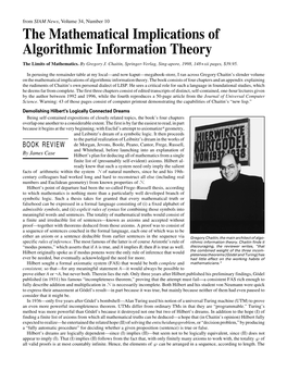 The Mathematical Implications of Algorithmic Information Theory