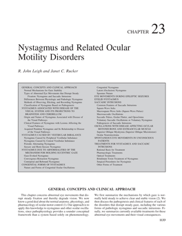 Nystagmus and Related Ocular Motility Disorders