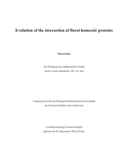 Evolution of the Interaction of Floral Homeotic Proteins