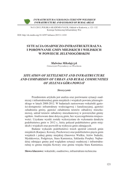 Sytuacja Osadniczo-Infrastrukturalna I Porównanie Gmin Miejskich I Wiejskich W Powiecie Jeleniogórskim