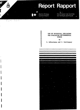 USE of BIOLOGICAL INDICATORS for EVALUATING ENVIRONMENTAL STRESS by C