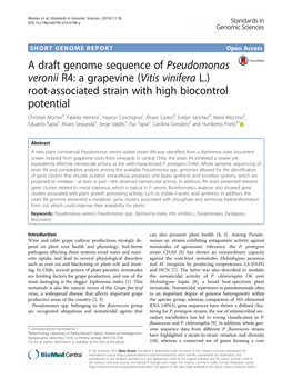 A Draft Genome Sequence of Pseudomonas Veronii R4