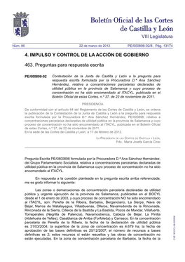 VIII Legislatura 4. IMPULSO Y CONTROL DE LA ACCIÓN DE