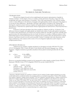 Chapter 4: Number in Amharic Nominals