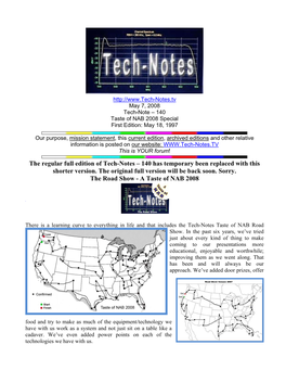 The Regular Full Edition of Tech-Notes – 140 Has Temporary Been Replaced with This Shorter Version