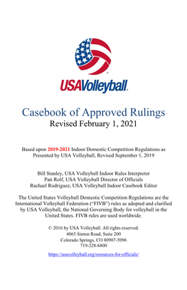 USA Volleyball Indoor Casebook – February 2021 (PDF)