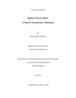 Regime Crises in Africa: a Study of Armed Forces' Behaviour