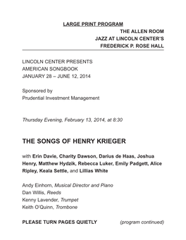 The SONGS of Henry Krieger