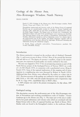 Geology of the Altenes Area, Alta—Kvænangen Window, North Norway EIGILL FARETH