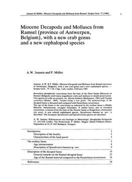 Miocene Decapoda and Mollusca from Ramsel, Scripta Geol