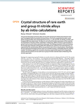 Crystal Structure of Rare Earth and Group III Nitride Alloys by Ab Initio Calculations Maciej J