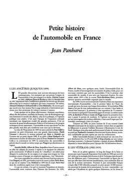 Petite Histoire De L'automobile En France Jean Panhard
