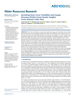 Revisiting Snow Cover Variability and Canopy Structure Within Forest