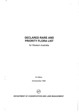 Declared Rare and Priority Flora List