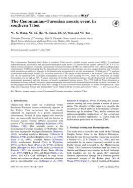 The Cenomanian–Turonian Anoxic Event in Southern Tibet