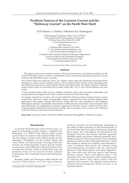 Northern Sources of the Leeuwin Current and the “Holloway Current” on the North West Shelf