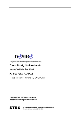 Case Study Switzerland: Heavy Vehicle Fee LSVA