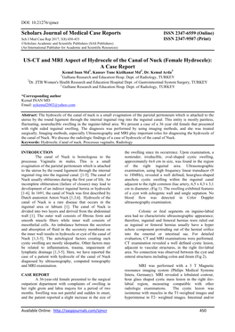 Female Hydrocele): a Case Report Kemal Inan Md1, Kansav Tunc Kizilkanat Md2, Dr