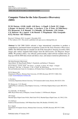 Computer Vision for the Solar Dynamics Observatory (SDO)