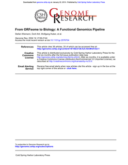 From Orfeome to Biology: a Functional Genomics Pipeline